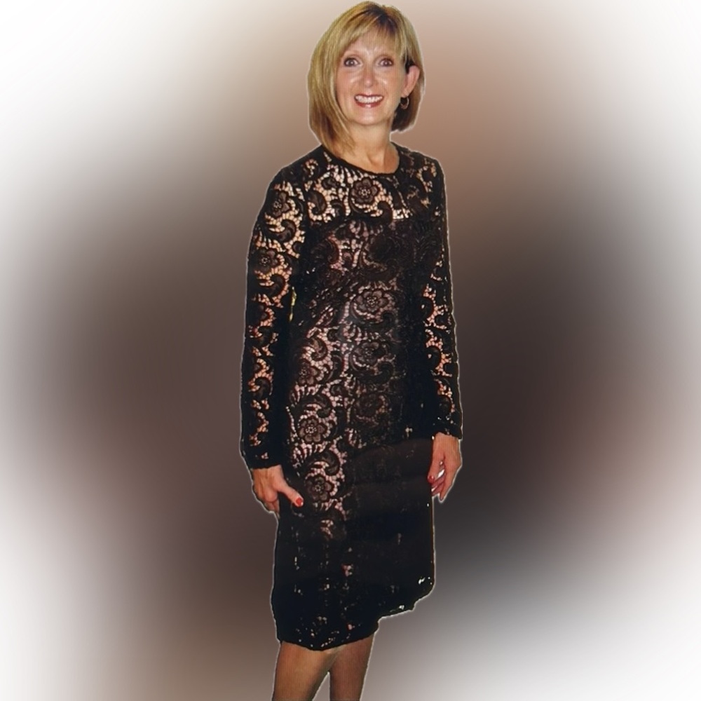 PRADA GUIPURE LACE DRESS from F/W2008 Runway collection, BROWN, Size Italy 38